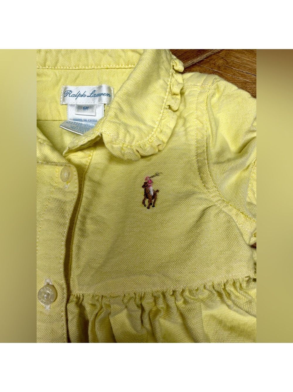 Ralph Lauren all cotton sunshine yellow dress - 6 months / tiny ruffle details